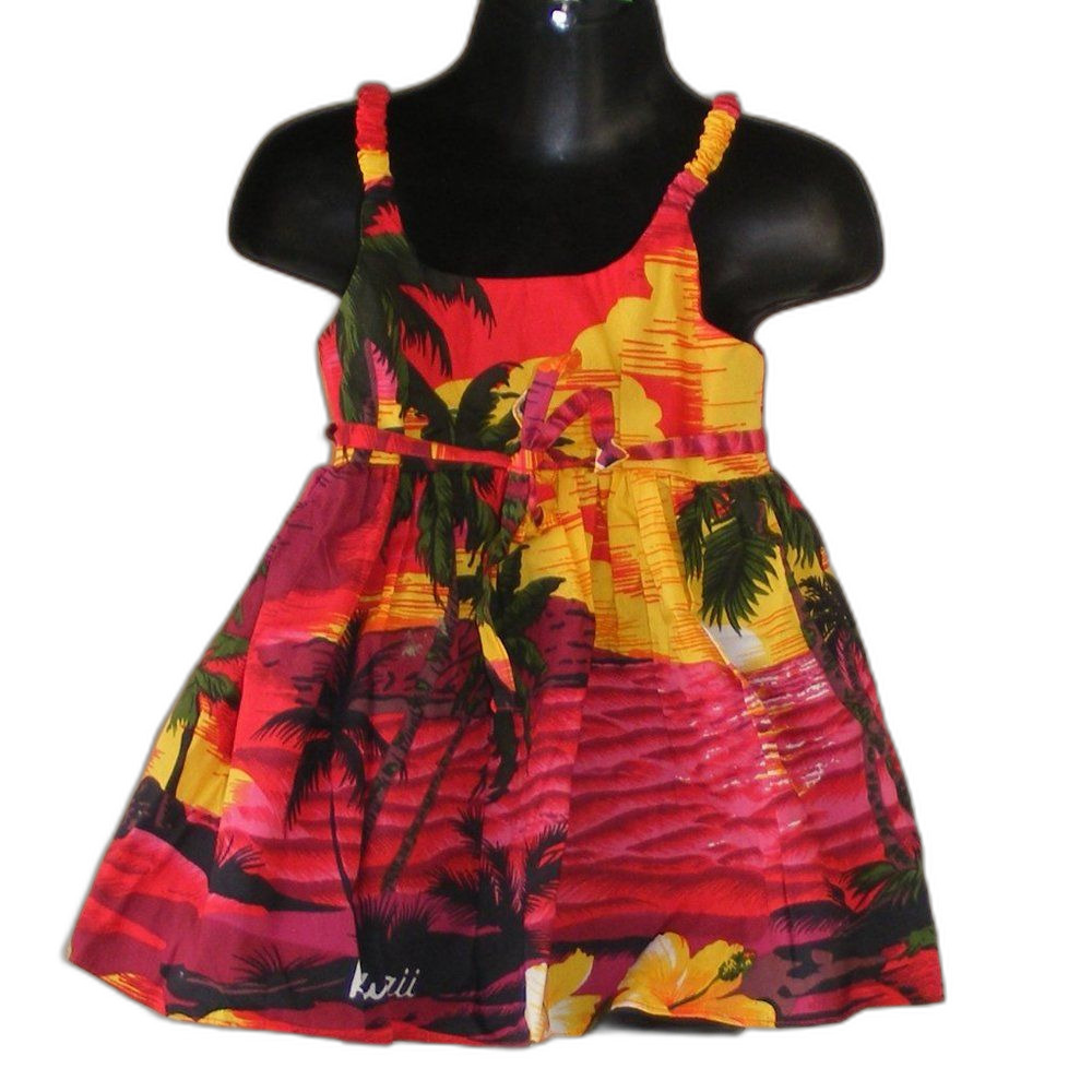 Vintage HAWAIIAN Sun Dress, 2, Colorful, Pink/red yellow beach print, Strappy - Picture 5 of 6